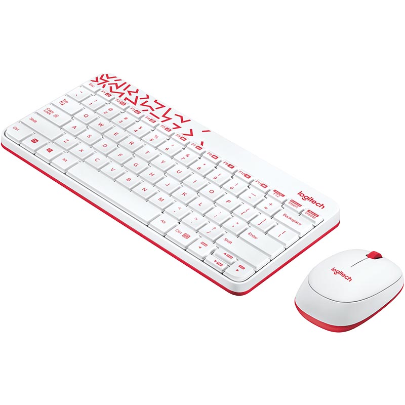 Беспроводная клавиатура + мышь Logitech MK240 White (белый с красным рисунком) (920-008212)
