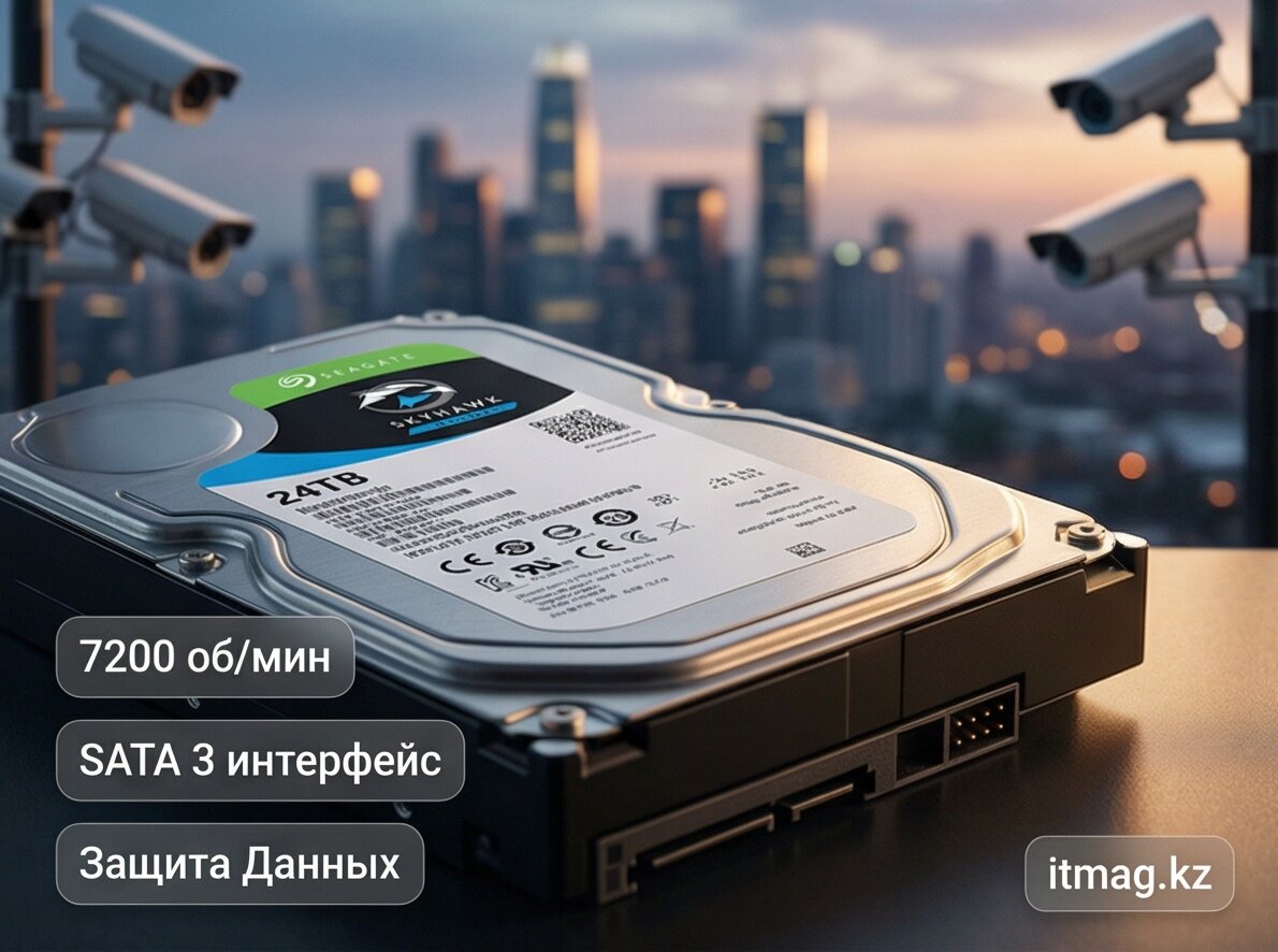 Жесткий диск для видеонаблюдения с искусственным интеллектом 24Tb Seagate SkyHawk AI Survelilance SATA3 3.5" (ST24000VE002)