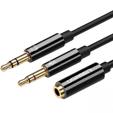 Аудиокабель Ugreen AV140 20898 Dual 3.5mm Male To 3.5mm Female Audio Cable Black (20898)