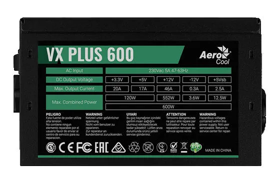 Блок питания Aerocool VX PLUS Stealth 600 (ACPN-VS60NEY.12)