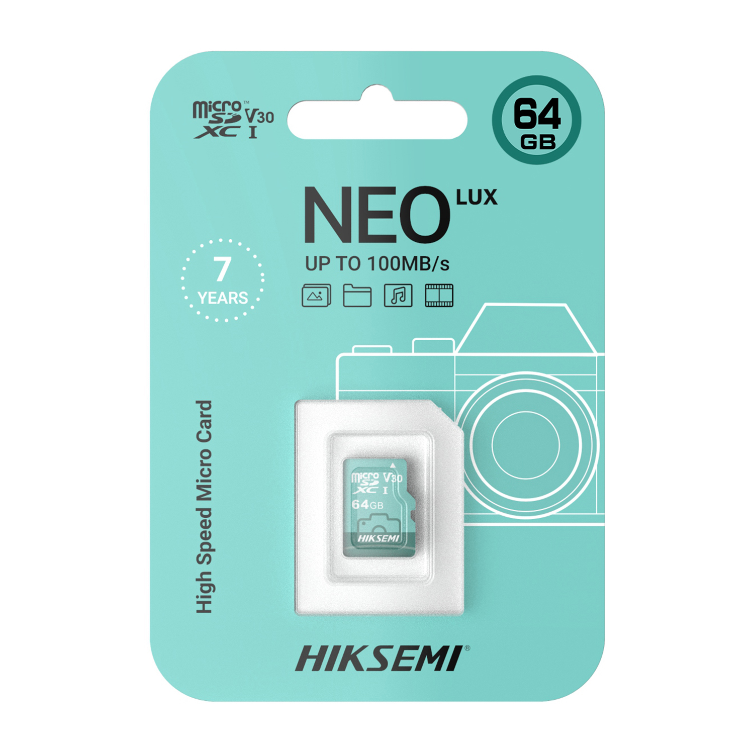 Карта памяти microSDXC  64GB, Hiksemi NEO LUX Hikvision, V30 (HS-TF-D3/64G)