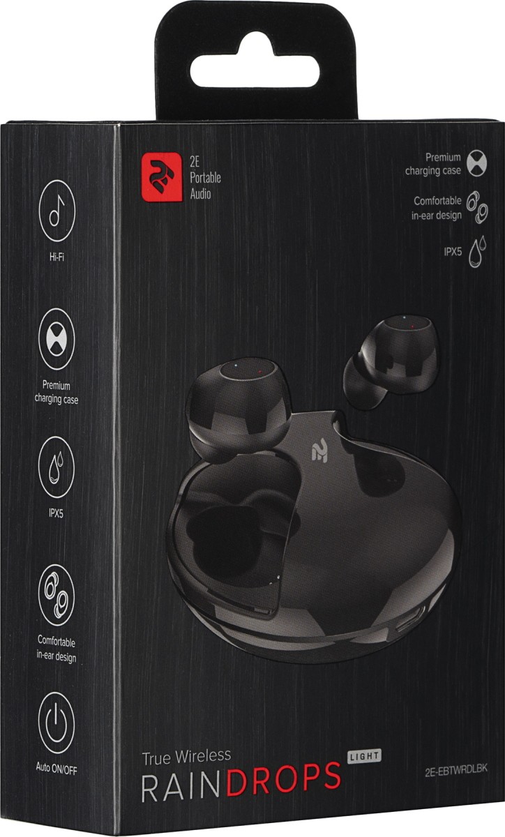 Bluetooth гарнитура 2E RainDrops Light Truet Wireless Waterproof Mic, Black (2E-EBTWRDLBK)