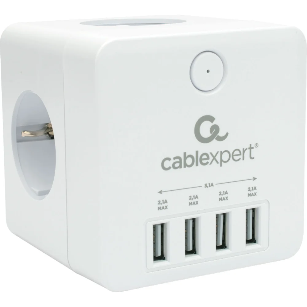 Сетевой фильтр Cablexpert Cube, CUBE-4-CU3-W белый (CUBE-4-CU3-W)
