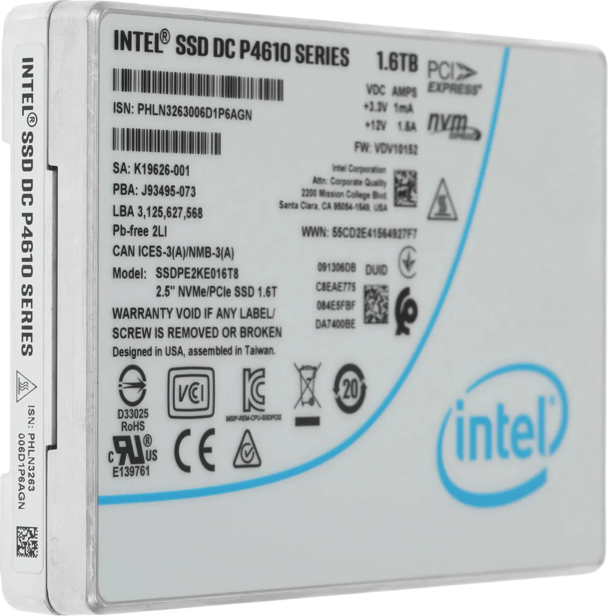 Твердотельный накопитель Intel SSD DC P4610 Series 1.6TB (SSDPE2KE016T801)
