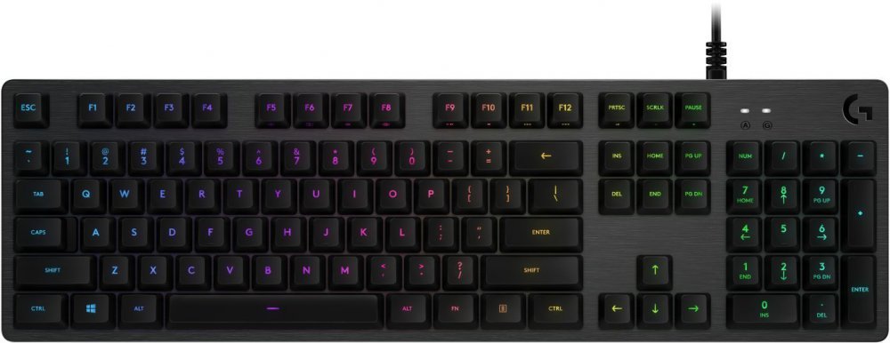 Клавиатура Logitech игровая механическая G512 CARBON LIGHTSYNC RGB, GX Brown, CARBON, RUS, USB, TACTILE (920-009351)