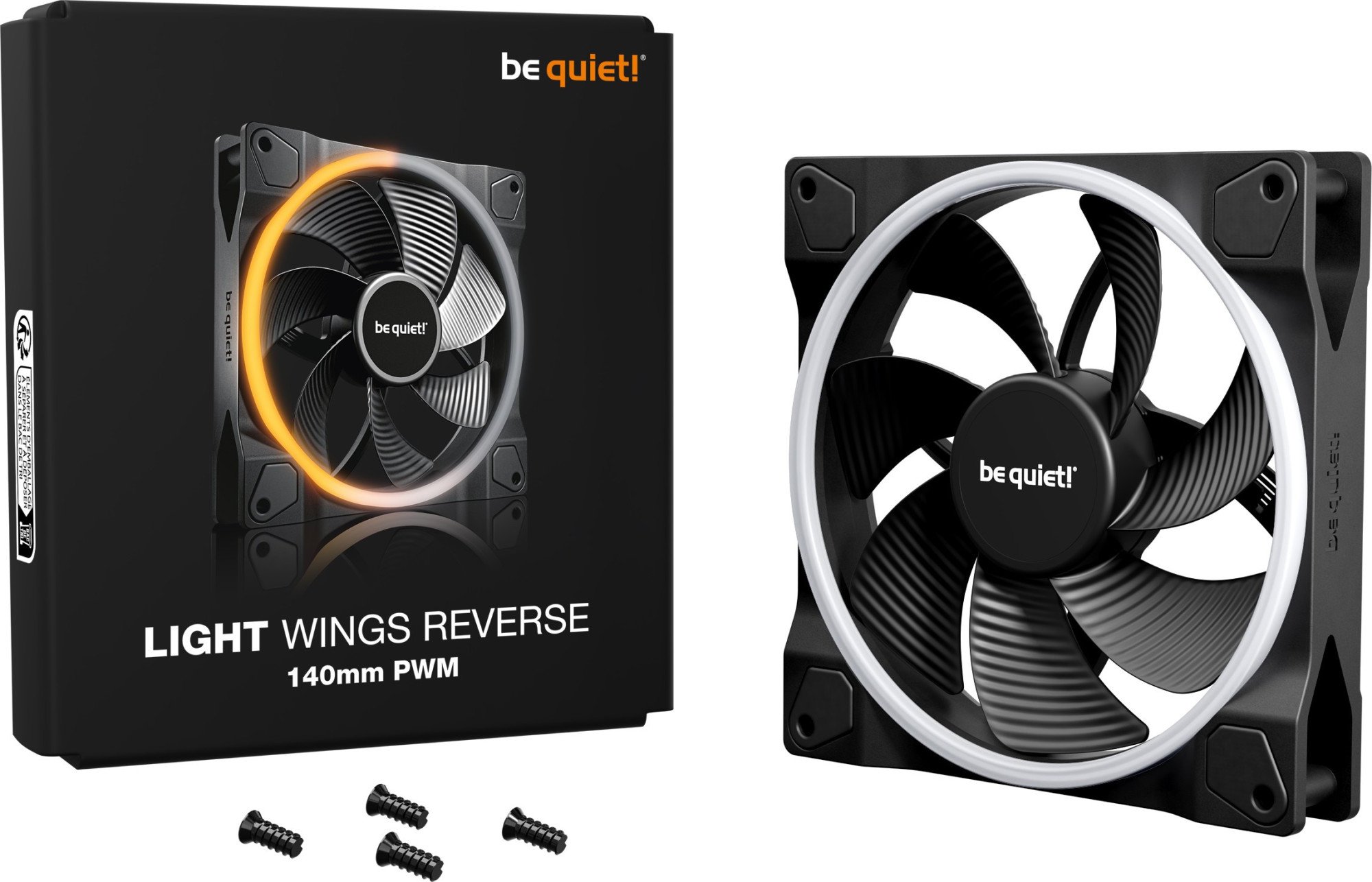 Вентилятор для компьютерного корпуса Bequiet! Light Wings 140mm PWM Reverse, Black (BL134)
