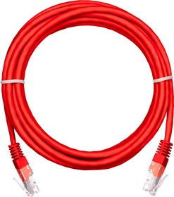Патч-корд UTP, Кат.5е, 5м, NETLAN, 4 пары, красный, упак. 10шт (EC-PC4UD55B-BC-PVC-050-RD)