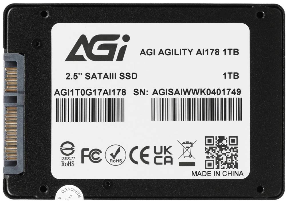 Твердотельный накопитель SSD AGI AI178 1TB, 2.5", SATA III (AGI1T0G17AI178-CB)