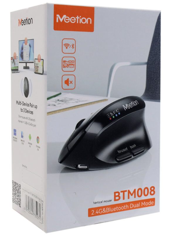 Мышь Meetion BTM008 - White+Gray (MT-BTM008 White Grey) (MT-BTM008/White Grey)