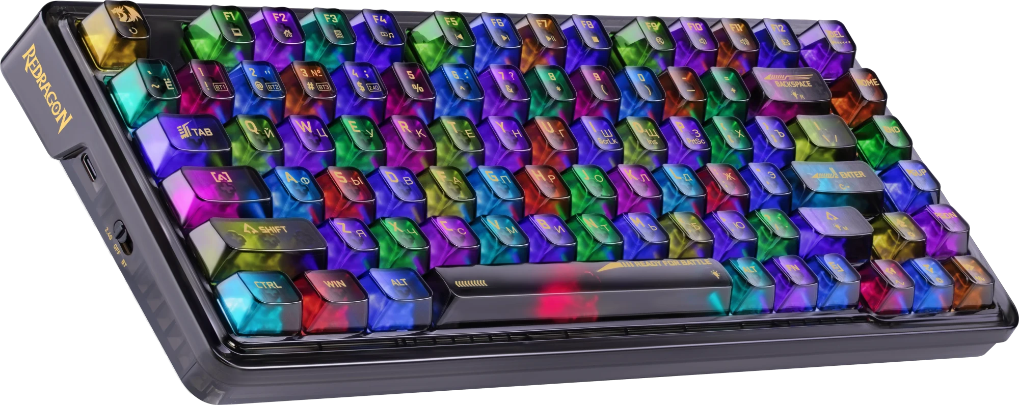 Клавиатура Redragon Elf PRO transparent/black (71742)