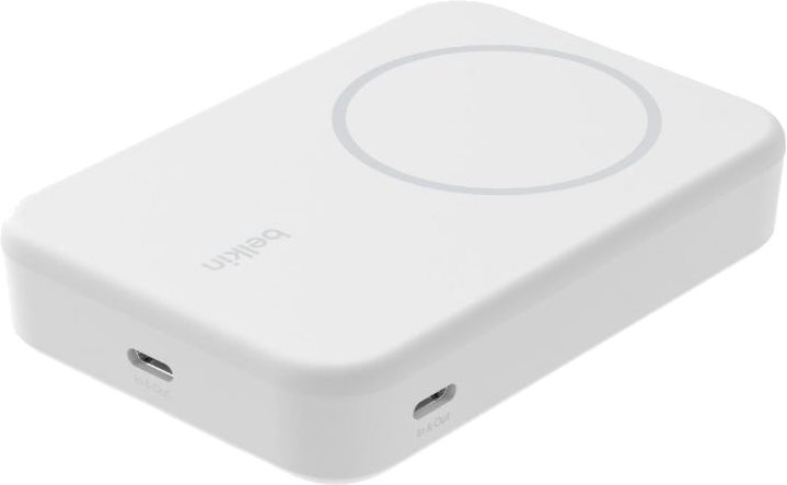 Портативный внешний аккумулятор Belkin 10k Qi2 MagSafe Compatible Powerbank with kickstand, White (BPD008BTWH)