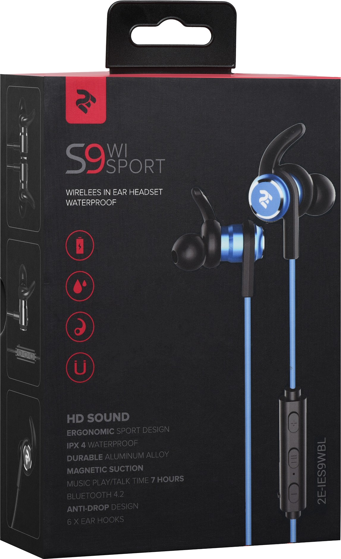Bluetooth гарнитура 2E S9 Wisport, Blue (2E-IES9WBL)