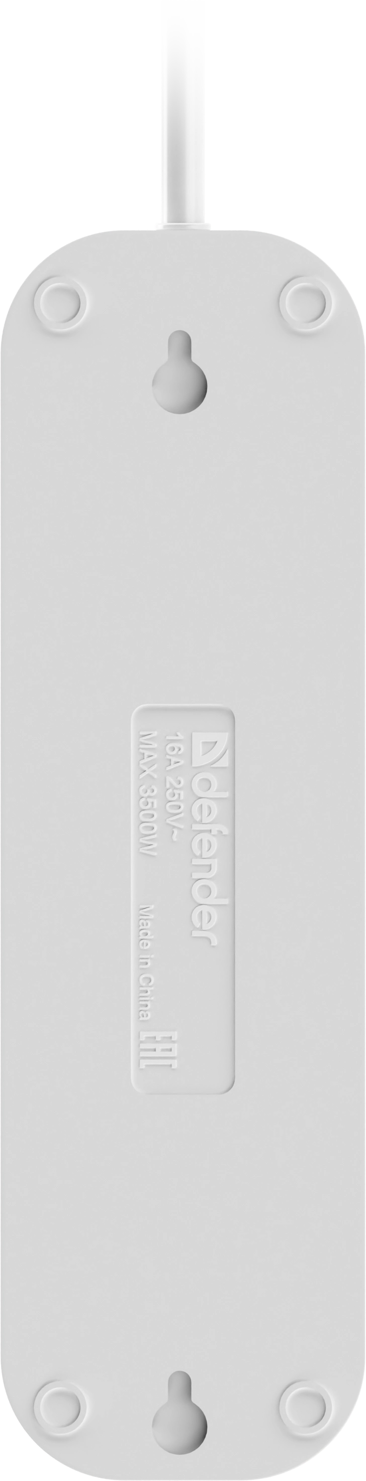 Удлинитель с заземлением Defender R340 16 А, 2 м, 4 розетки, белый (99375) Удлинитель с заземлением Defender R340 16 А, 2 м, 4 розетки, белый (99375)