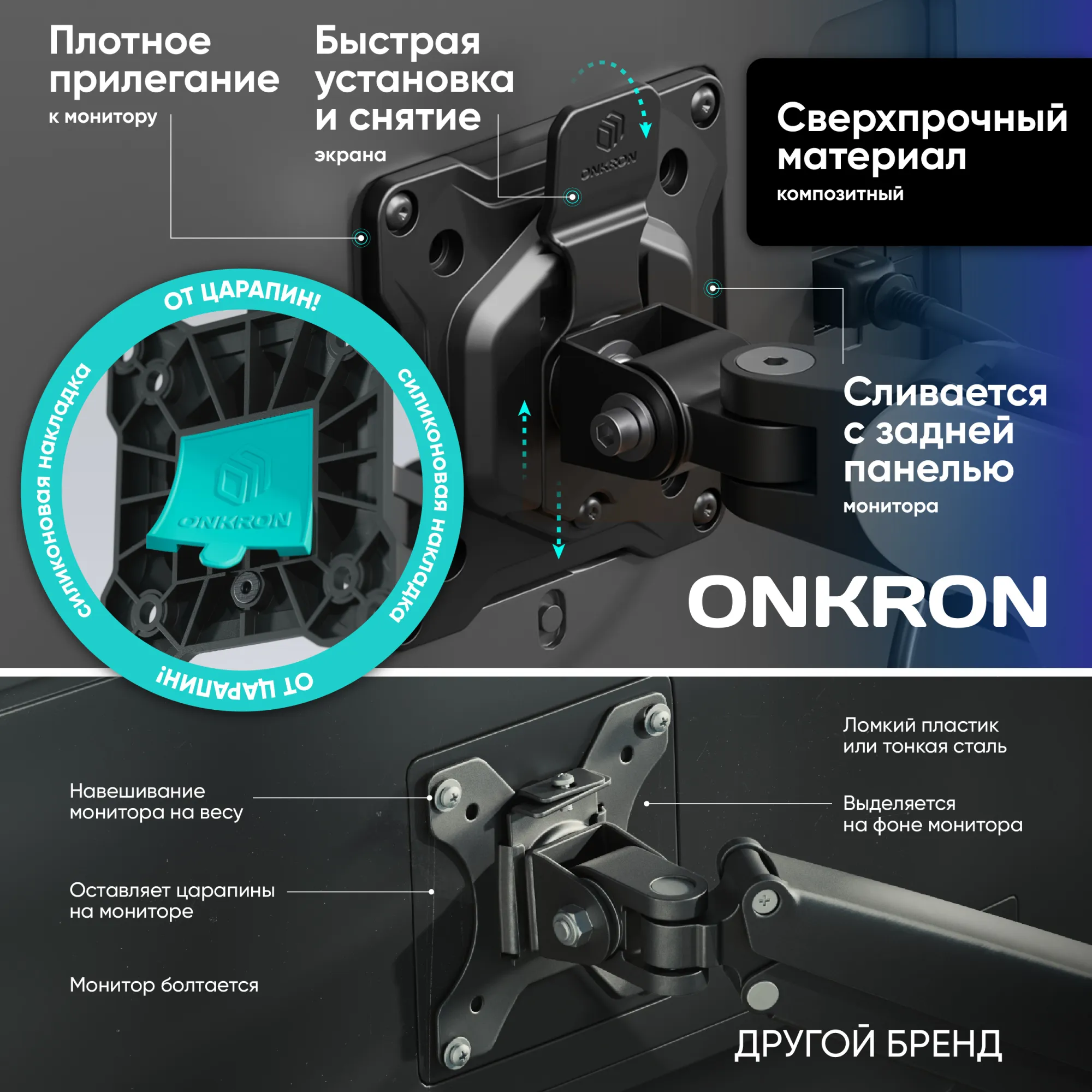 Настольное крепление для монитора Onkron G50, 13"-32", Black (G50)