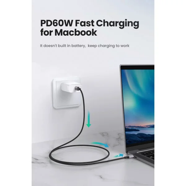 Кабель USB C - USB C, 480Mbps, 3A, QC4.0/PD3.0, 60W, 3m, US286 (60788)