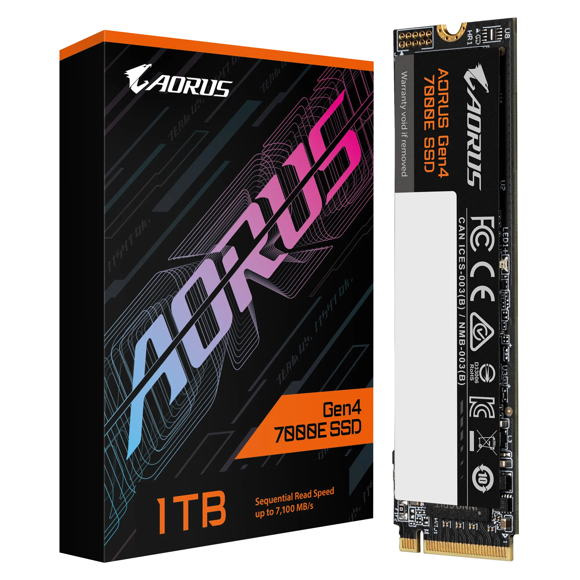 Твердотельный накопитель SSD GIGABYTE AORUS Gen4 7000E 1TB, PCIe NVMe, M2 (AG470E1TB)