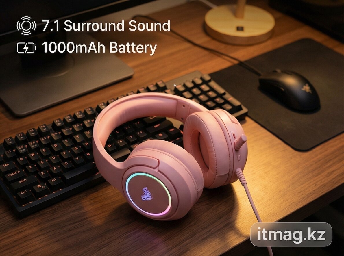 Наушники с микрофоном AULA G7 Pro Pink, sound effect (G7 Pro Pink)