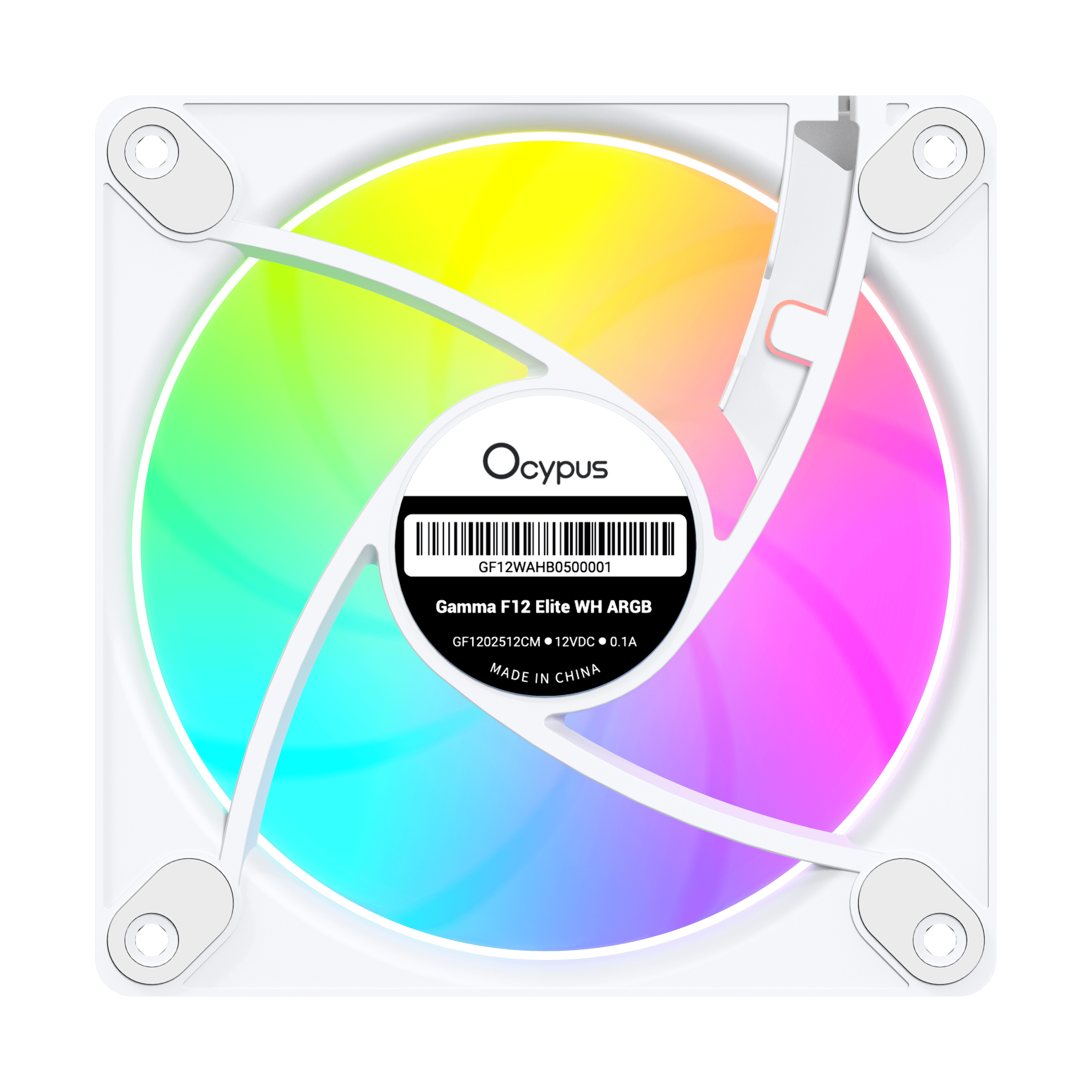 Вентилятор для корпуса Ocypus Gamma F12 Elite WH ARGB, Белый (Gamma-F12-WH1AM00E-GL)
