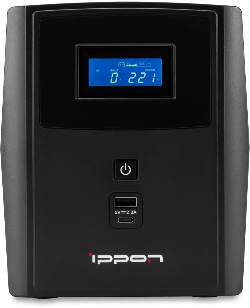 Источник бесперебойного питания Ippon Smart Power Pro II 2200, 1600VA, 1200Вт, управление по USB/RS-232, RJ-45, LCD (1005590)