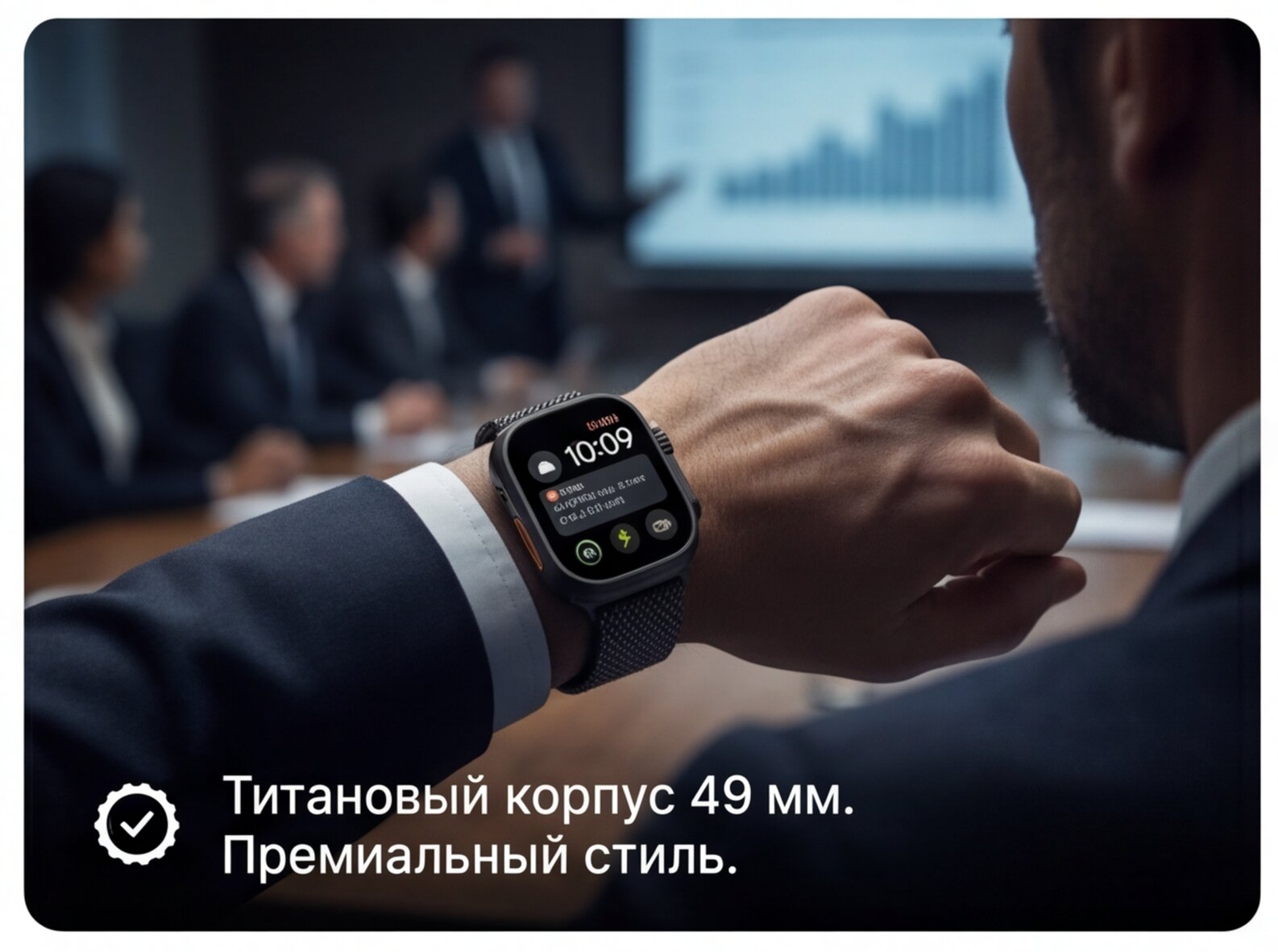 Смарт часы Apple Watch Ultra 3 GPS + Cellular 49mm Black Titanium Case with Black Titanium Milanese Loop - Large (MF1T4QR/A)