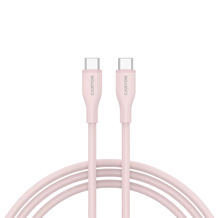 Кабель CanyonUSB-C-USB-C,60W,Silicon1m, Pink Sand (CC60SC10)