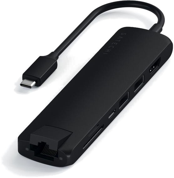 Картридер / USB-хаб Satechi Slim Multiport with Ethernet Adapter - Black (ST-UCSMA3K)