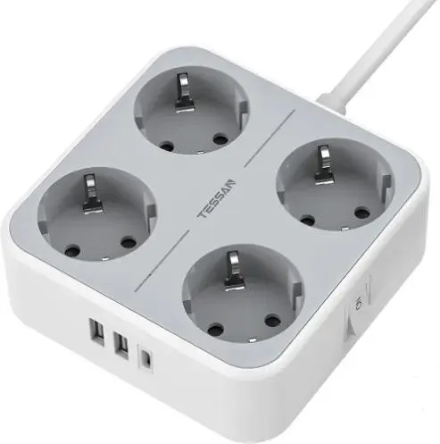 Сетевой фильтр Tessan TS-302-C, 2м, Grey (TS-302-C)