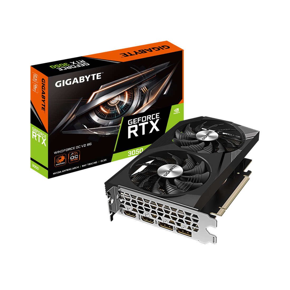 Видеокарта Gigabyte RTX3050 WINDFORCE OC 8G (GV-N3050WF2OCV2-8GD)