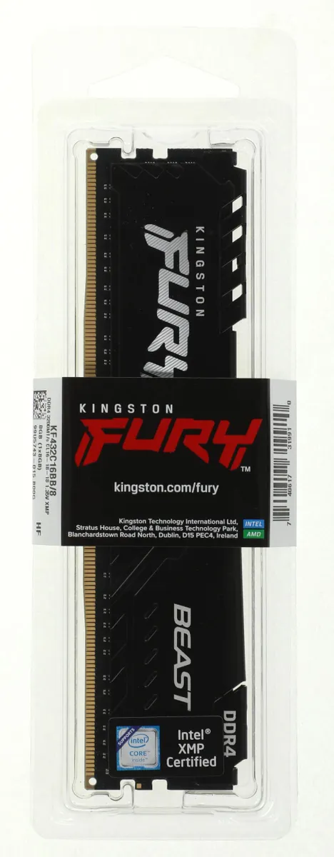 Оперативная память Kingston Fury Beast DDR4 DIMM 8Gb 3200MHz (KF432C16BB/8WP)
