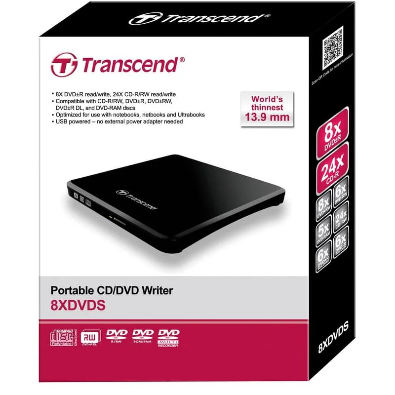 Привод оптический Transcend TS8XDVDS-K черный (TS8XDVDS-K)