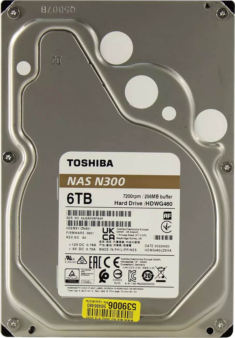 Жесткий диск HDD NAS Toshiba N300 bulk (HDWG460UZSVA)