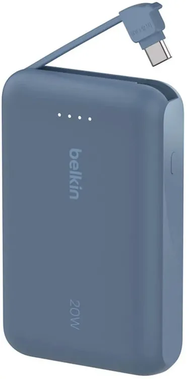 Портативный внешний аккумулятор Belkin 10k PD20w Integrated USB-C Cable, Blue (BPB021HQBL)