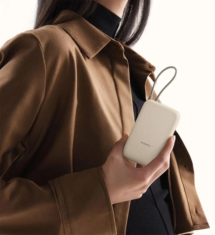 Портативный внешний аккумулятор Xiaomi Power Bank 10000mAh (Integrated Cable) Tan GL  (P15ZM-Beige)
