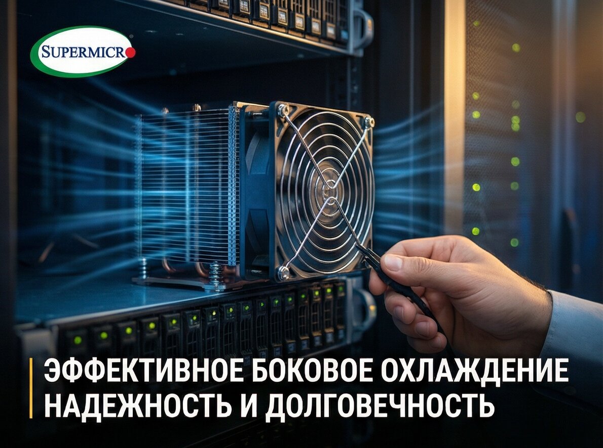 Кулер Supermicro 2U Active CPU HS, Side-mount Fan (SNK-P0074AP4)