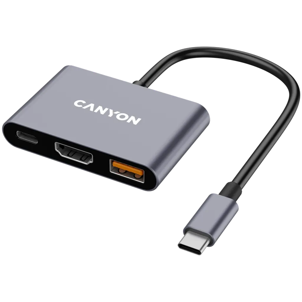 USB-хаб Canyon DS-4 3in1 USB-C Grey (CNS-TDS4)