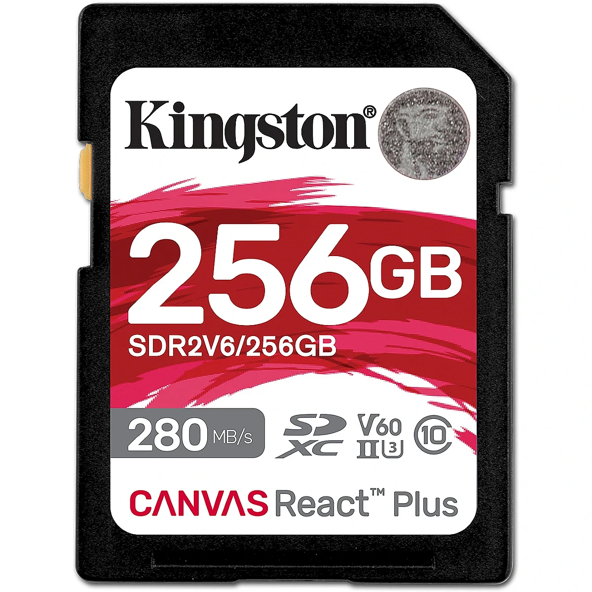  Карта памяти SD, Kingston Canvas React Plus, 256GB, SDR2V6/256GB V60 (SDR2V6/256GB)