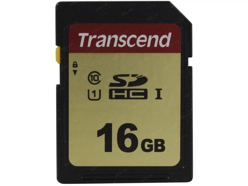 Карта памяти SD 16GB Class 10 V30 U1 Transcend TS16GSDC500S (TS16GSDC500S)