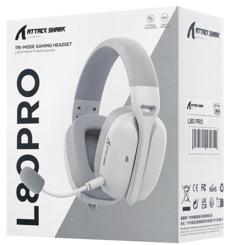 Наушники Attack Shark L80 PRO - White (L80 PRO White)