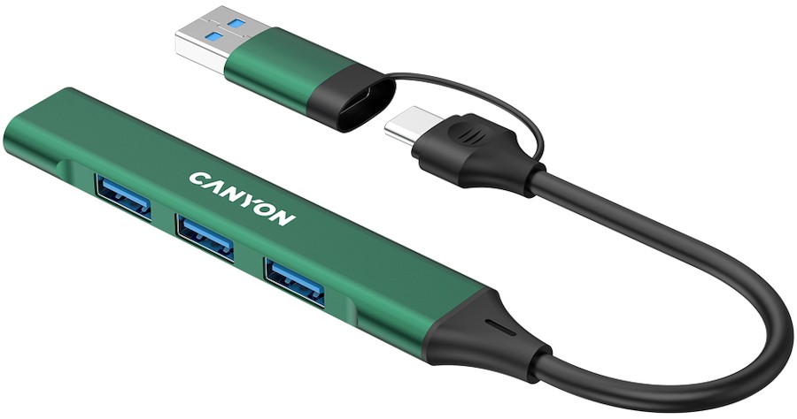 USB-хаб Canyon OnHub 02 4in1 USB-A/C Green (CNS-TDS02GR)