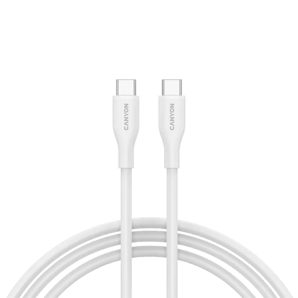 Кабель Canyon USB-C-USB-C, 60W, Silicon 1m, White (CNS-CC60SC10W)