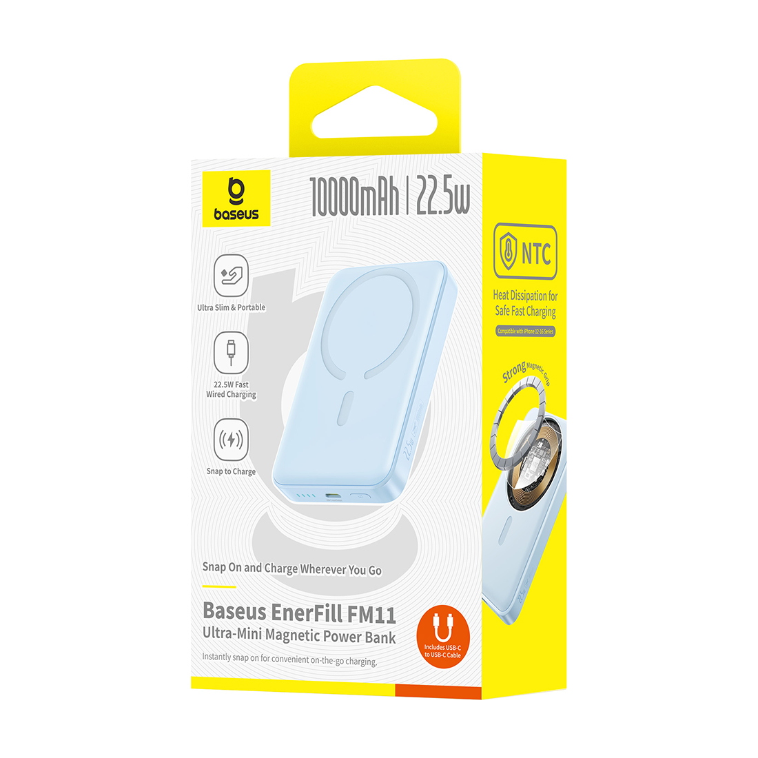 Портативный внешний аккумулятор Baseus EnerFill FM11 Ultra-Mini, 10000mAh 22.5W - Blue (P1008210E313-00)