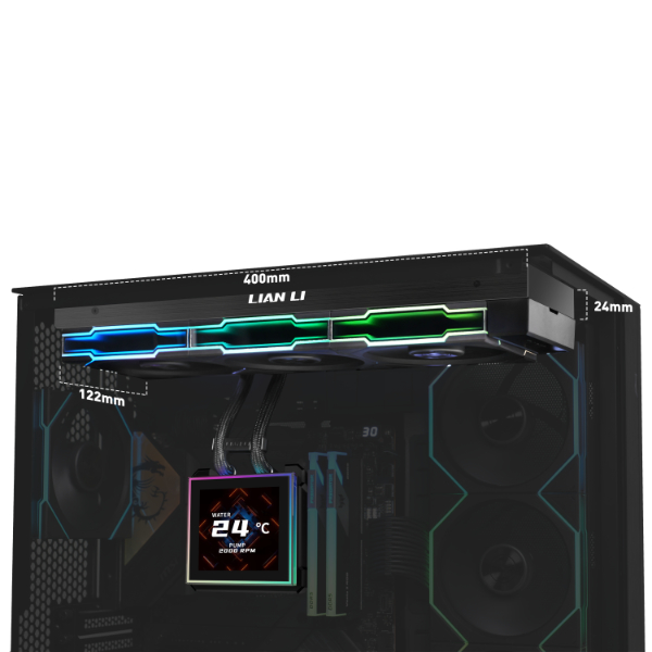 Водяное охлаждение для CPU Lian Li HydroShift II LCD-S 360TL, Black (G89.GHS2LCDS36TFB.00)