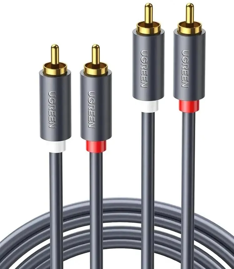 Кабель Ugreen AV104, 2RCA(m) - 2RCA(m) тюльпаны, 2m (10518)