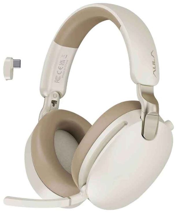 Наушники с микрофоном AULA A500 Beige, ANC,1000mAh, Type-C (A500 Beige)