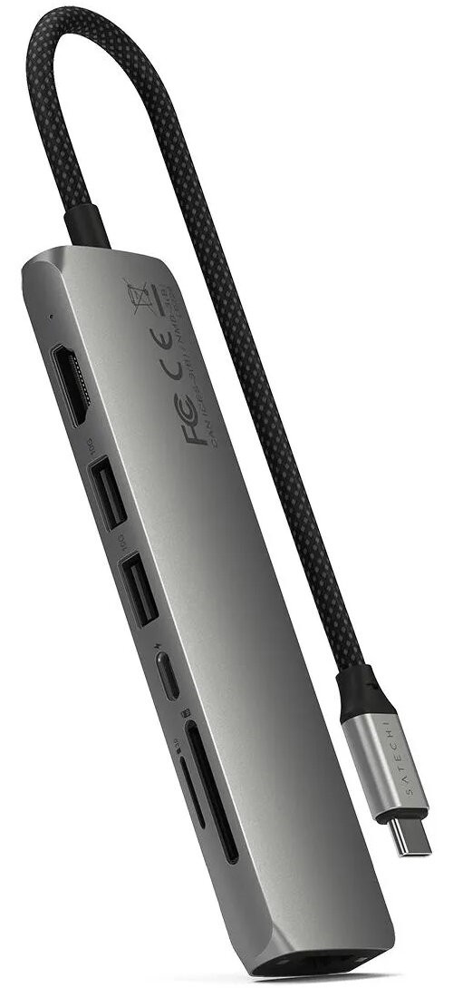 Картридер / USB-хаб Satechi 7-in-1 USB-C Slim Multiport Adapter with Ethernet - Space Grey (ST-P7SM)