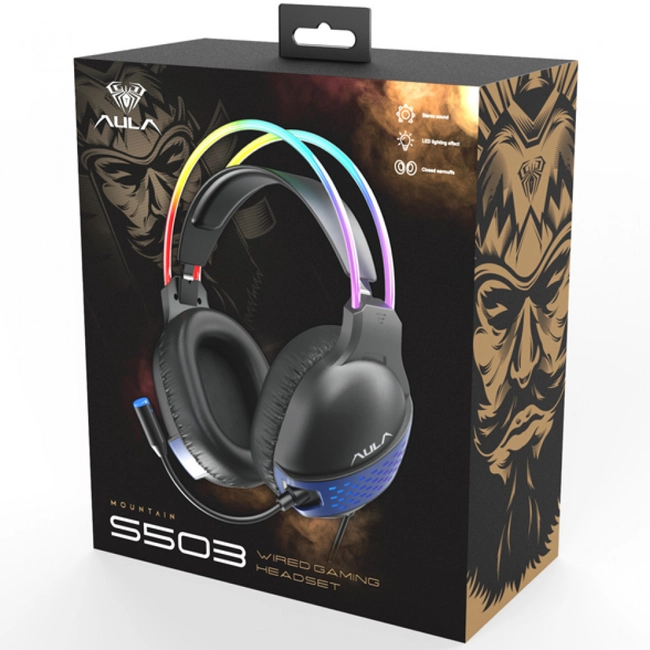 Гарнитура Aula Mountain S503 2.1m, 3.5mm, USB, RGB, Black (S503)