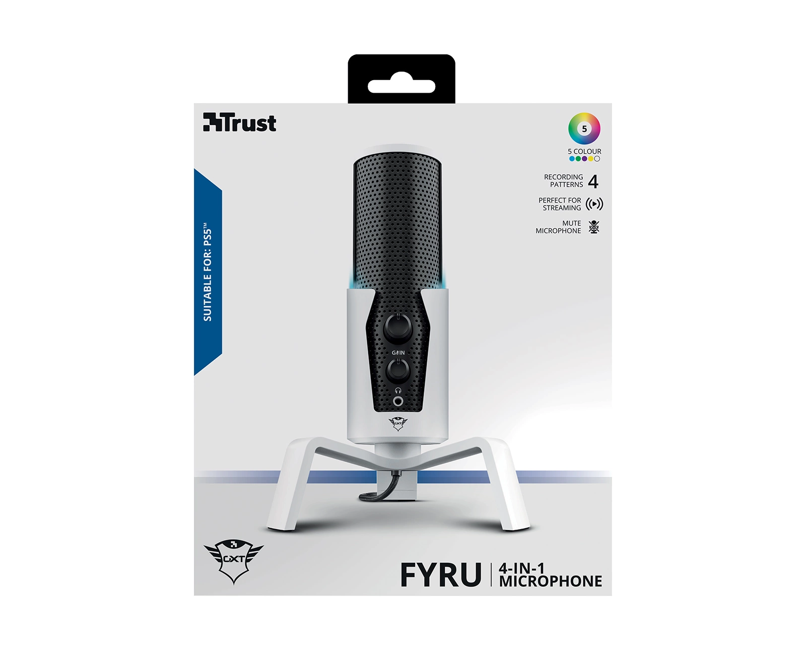 Студийный USB-микрофон Trust GXT 258W Fyru USB 4-in-1 Streaming Microphone PS5 (24257)