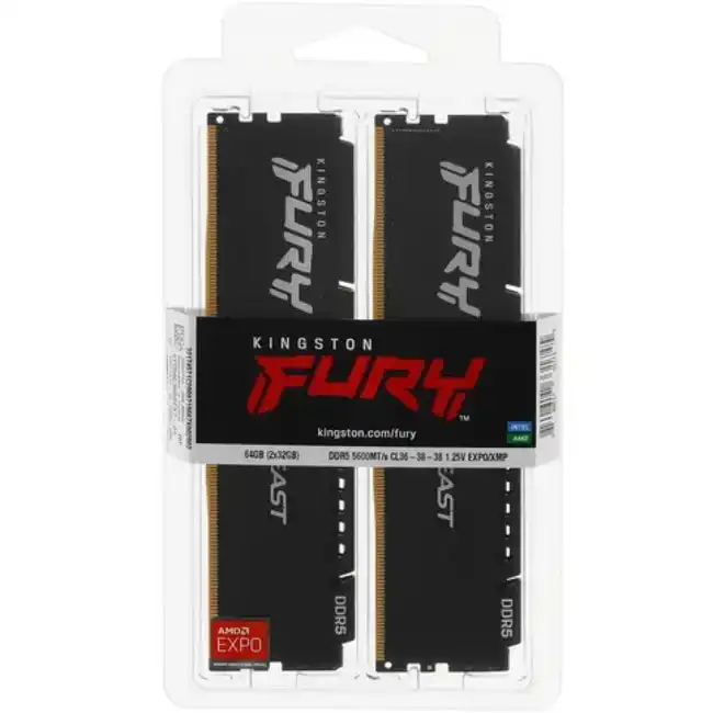 Оперативная память Kingston Fury Beast Expo, DDR-5 64GB/5600MHz 2x32Gb Kit (KF556C36BBEK2-64)
