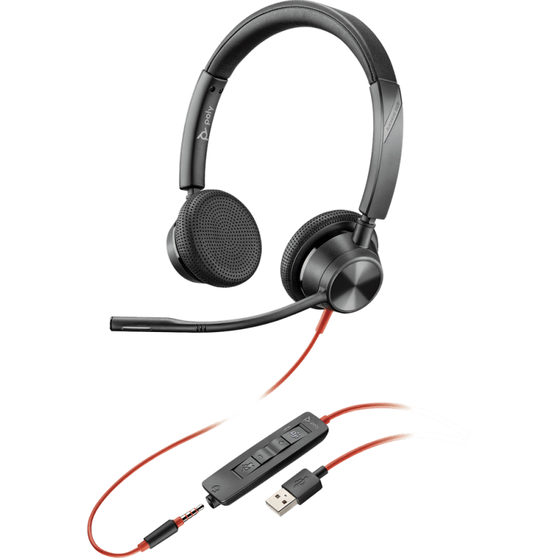 Наушники Poly Blackwire 3325 Stereo USB-C Headset +3.5mm Plug +USB-C/A Adapter (8X221AA)