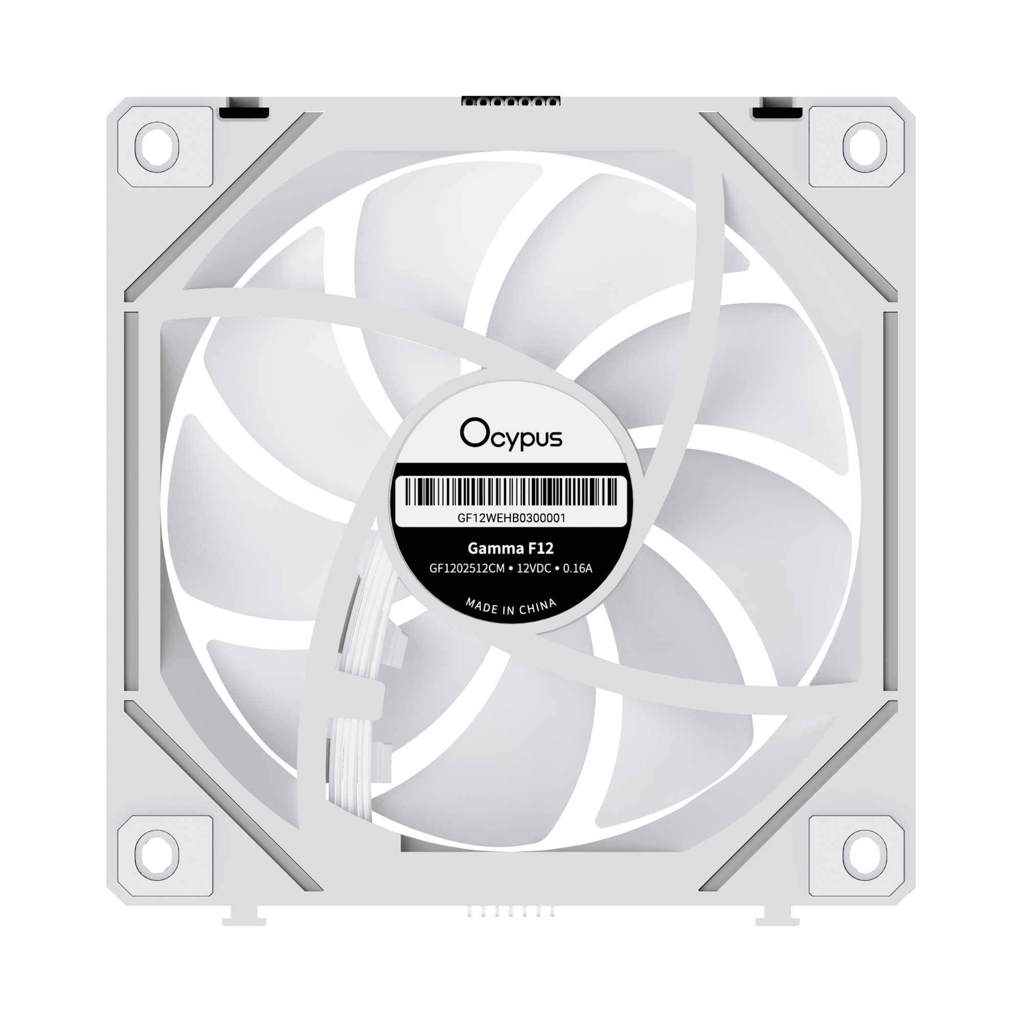 Вентилятор для корпуса Ocypus Gamma F12 UNI WH ARGB REVERSE BLADE 3-IN-1, Белый (Gamma-F12-WH3AM01U-GL)